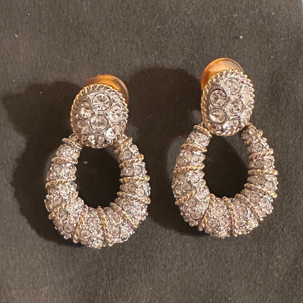Swarovski Elegant Gold and Silver Crystal Hoop Earrings